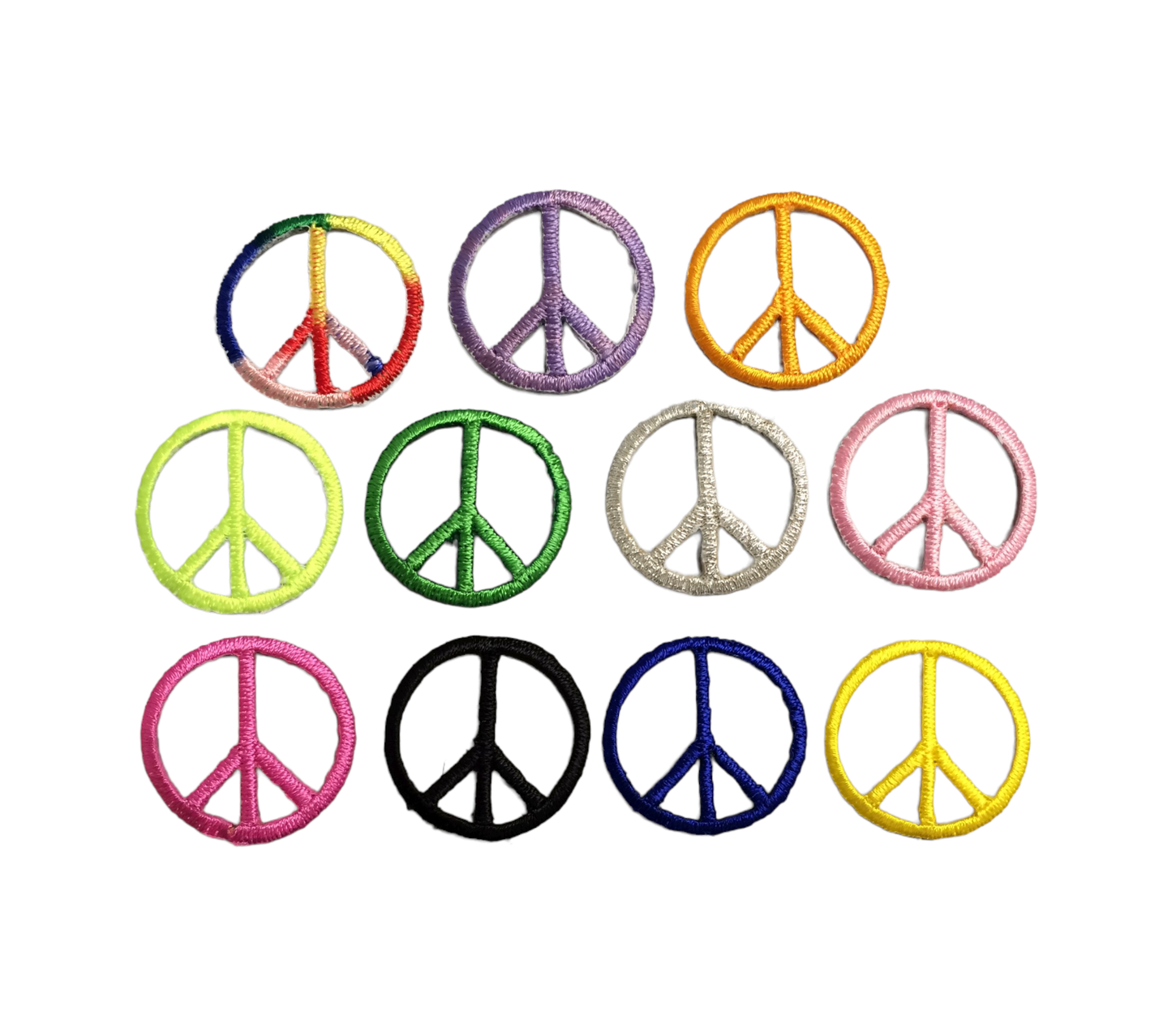 1" Peace Sign, Embroidered, Iron on Patch: Metallic Gold