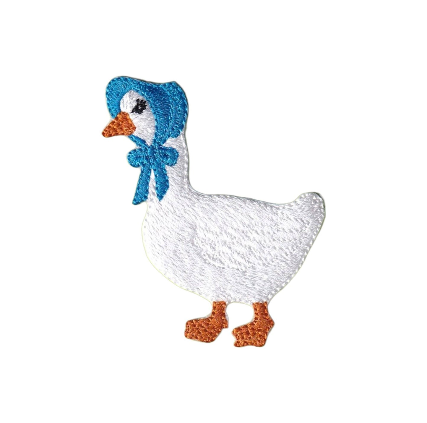 Goose with Blue Bonnet, Embroidered Iron on Patch