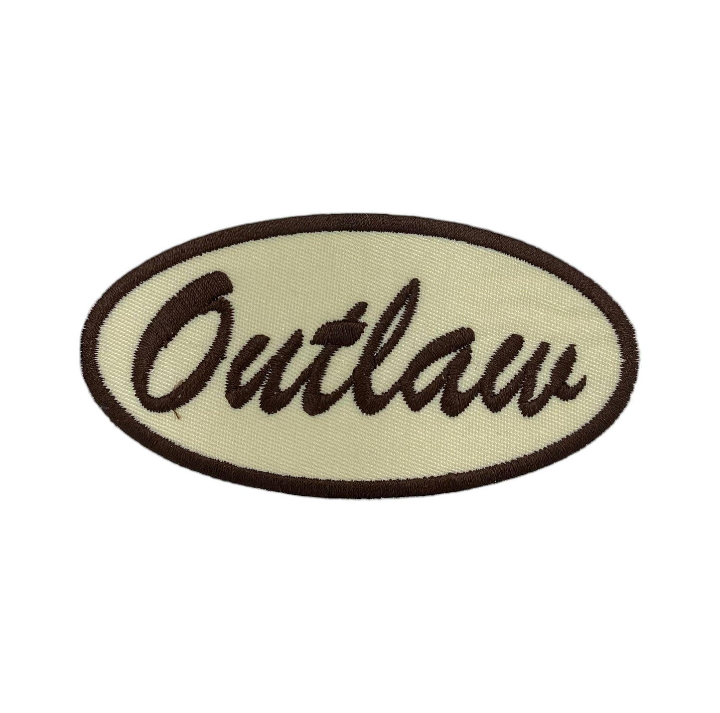 Outlaw in Oval, Western Embroidered Iron on Patch