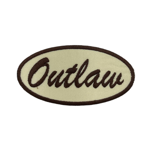 Outlaw in Oval, Western Embroidered Iron on Patch