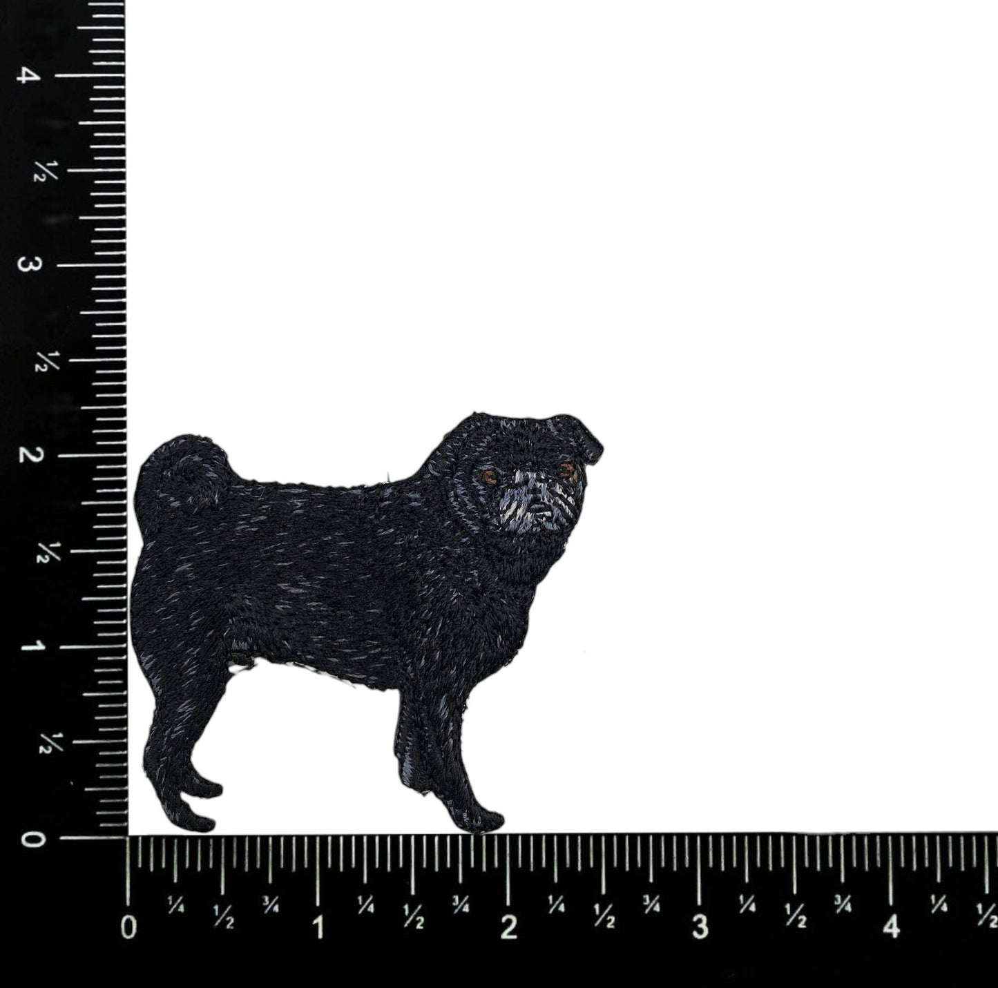 Black Pug Puppy Dog Iron on Patch