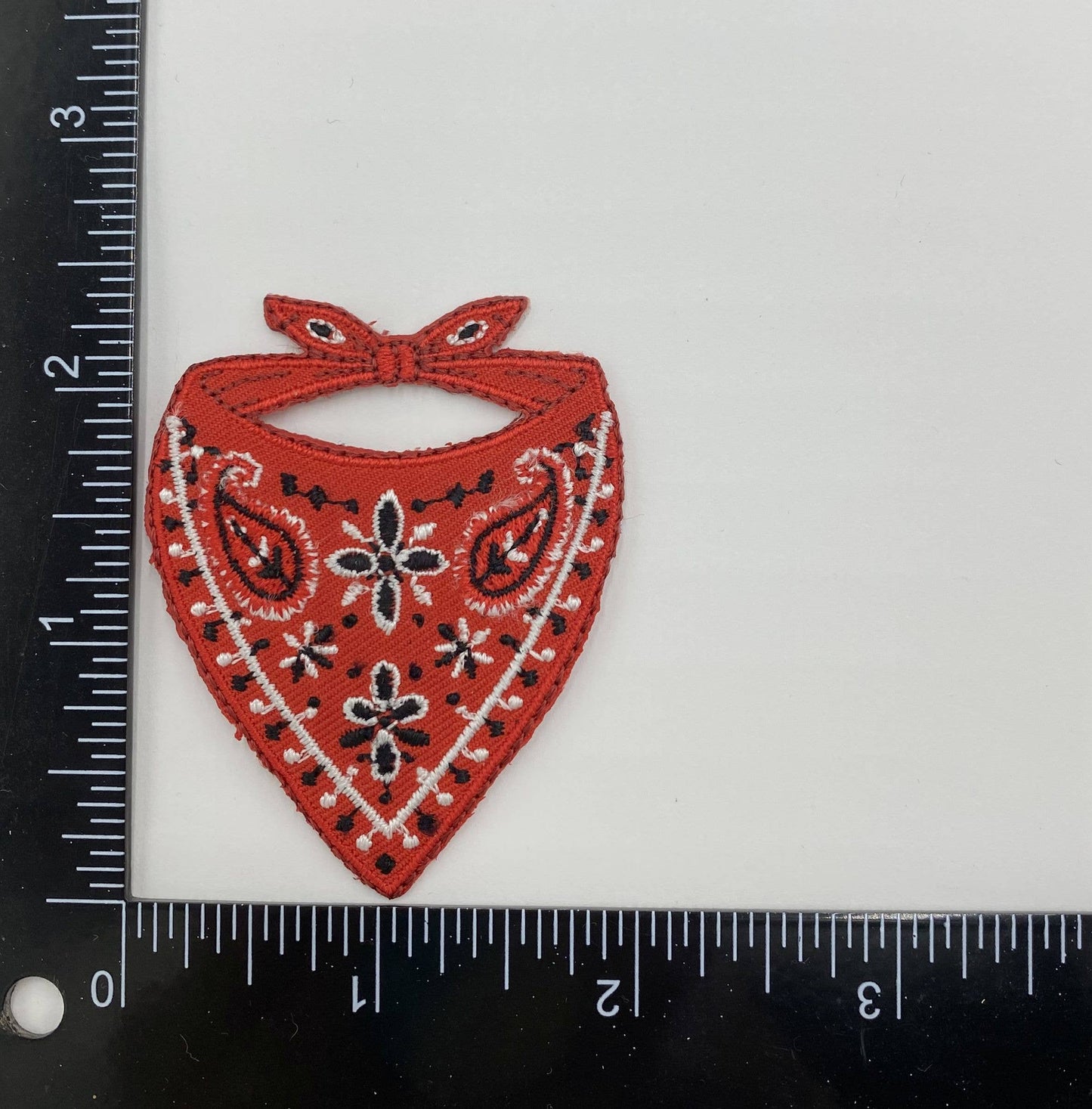 Red Bandana Neckerchief Embroidered Iron on Patch