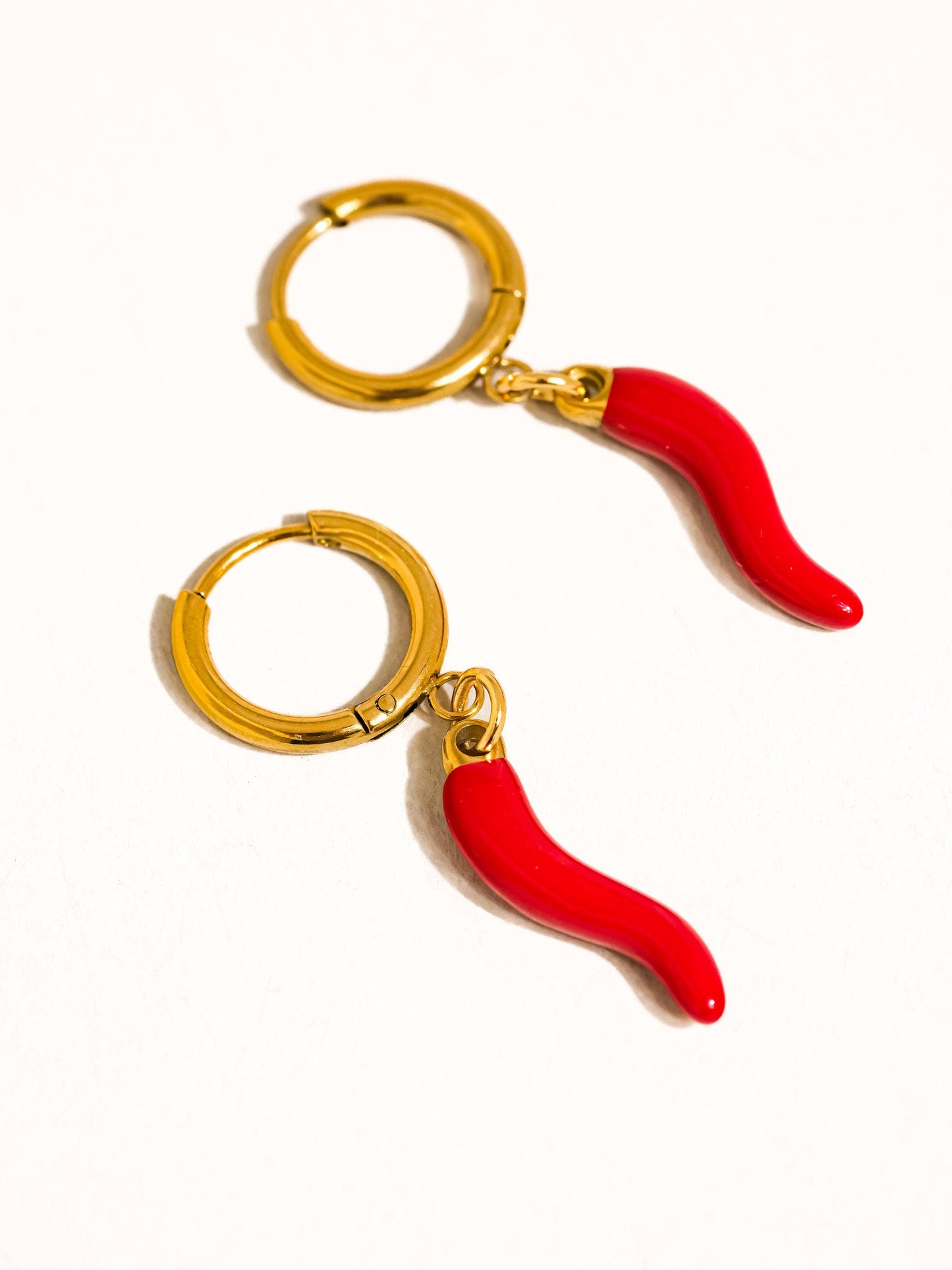 Pepper 18K Gold Non-Tarnish Vintage Pepper Earring: Red