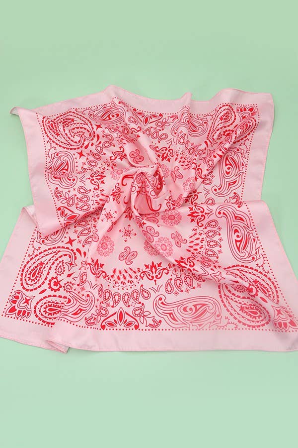 PAISLEY PINK SILKY FEEL BANDANA SCARF | 40SC616: Pink