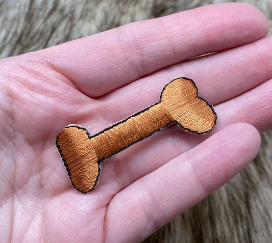 Dog Bone - 2 sizes - Brown Rawhide - Iron on Patch: Large 2 x 3/4