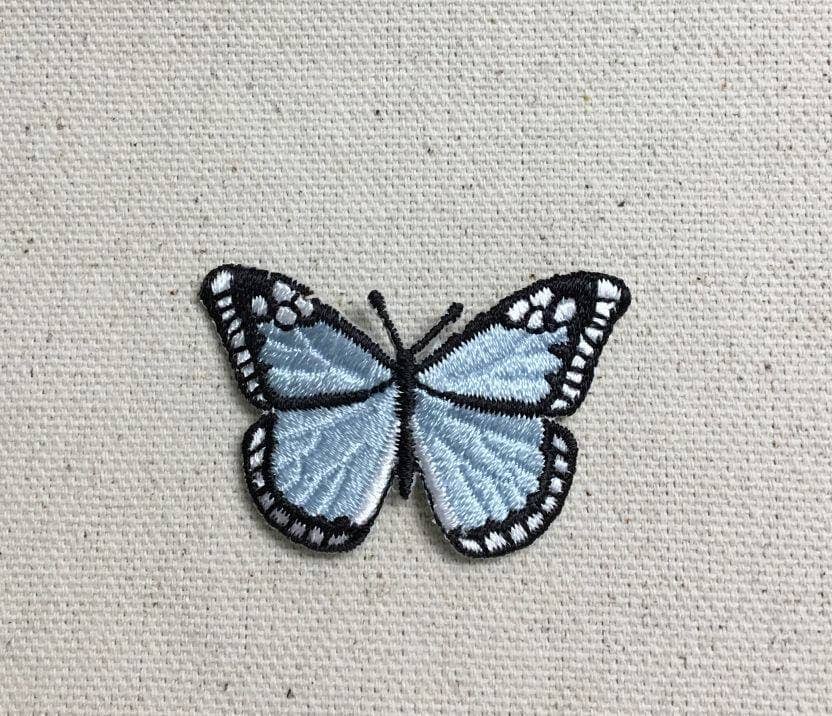 Small Butterfly - Light Blue/Black - Iron on Patch