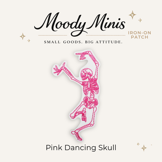 Pink Dancing Skeleton Embroidered Patch
