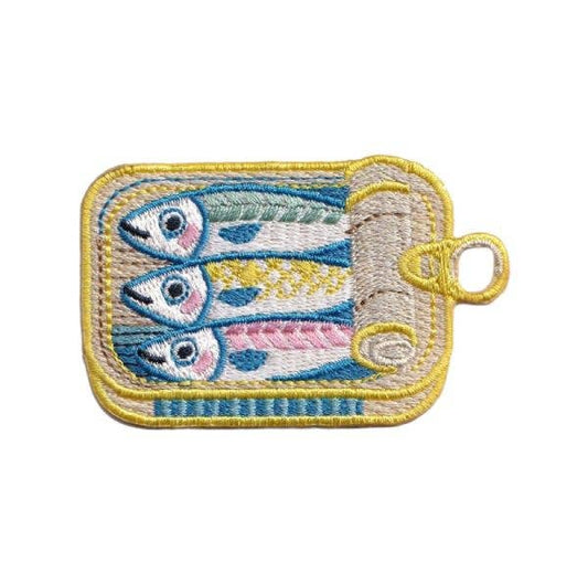 Sardine Tin with Three Fish, Coastal, Fish, Iron on Patch