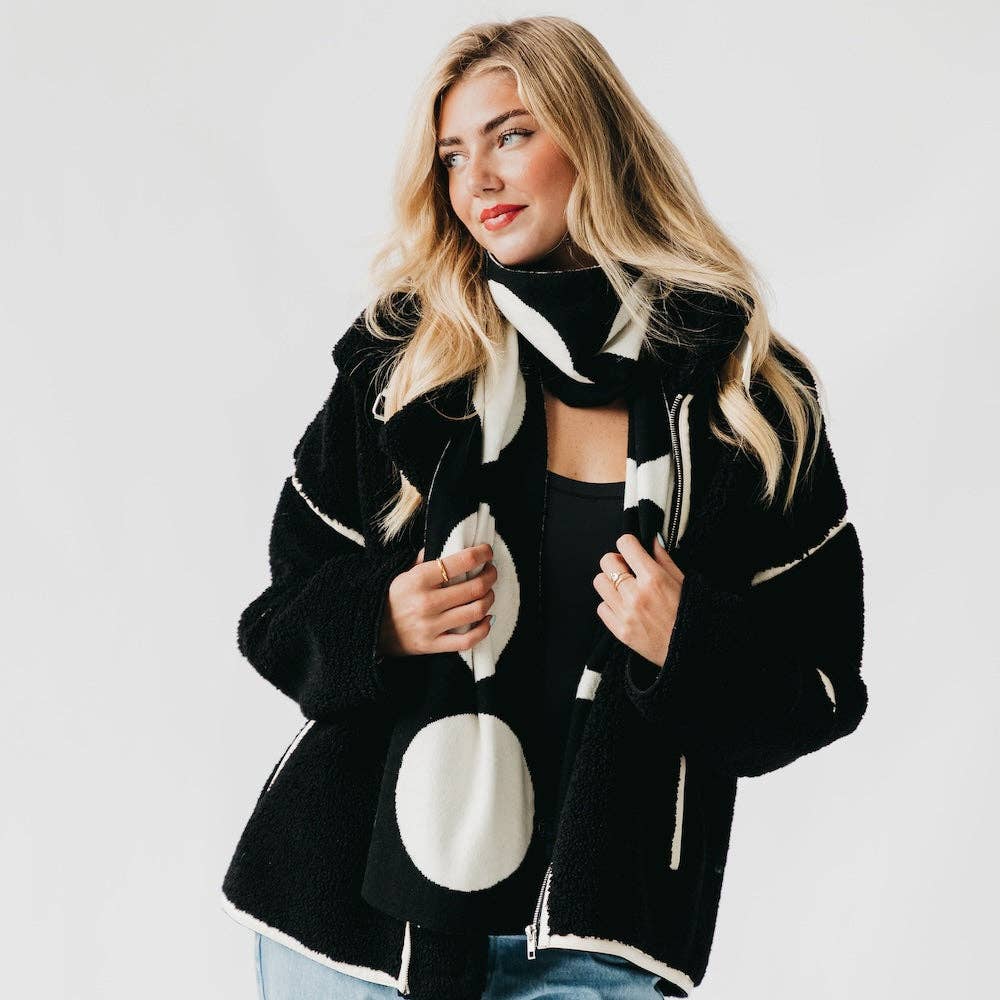 Dorthy Dot Scarf: Black/White