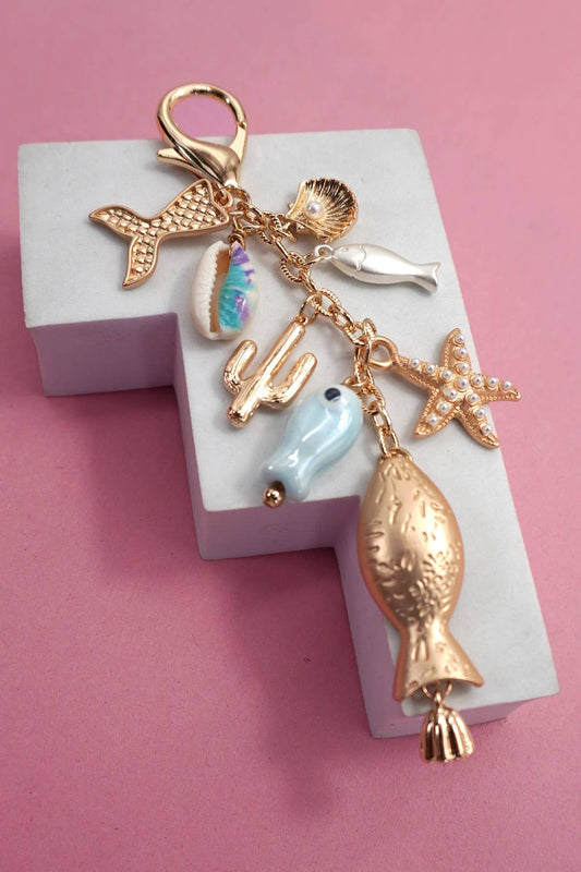 BAG CHARM-SEA LIFE PORCELAIN FISH STAR FISH