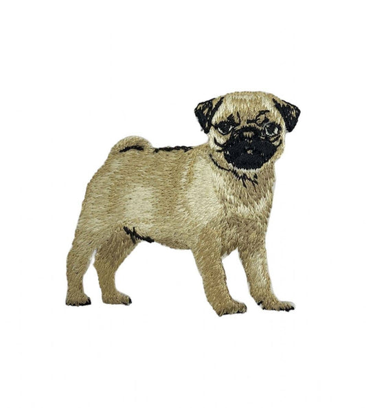 Pug Dog, Pets, Embroidered, Iron on Patch
