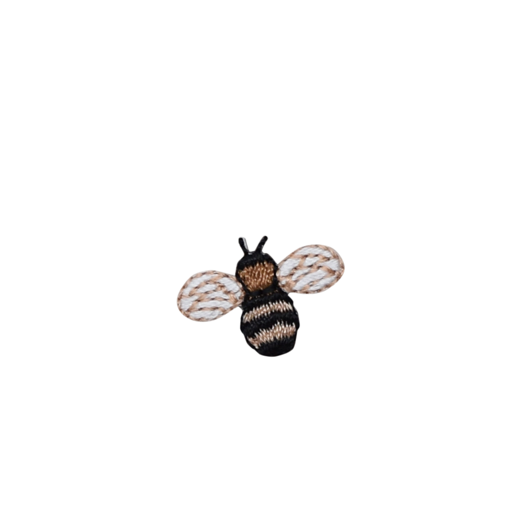 Mini Bumble Bee - Brown/Black - Iron on Applique - Embroidered Patch - 116102A
