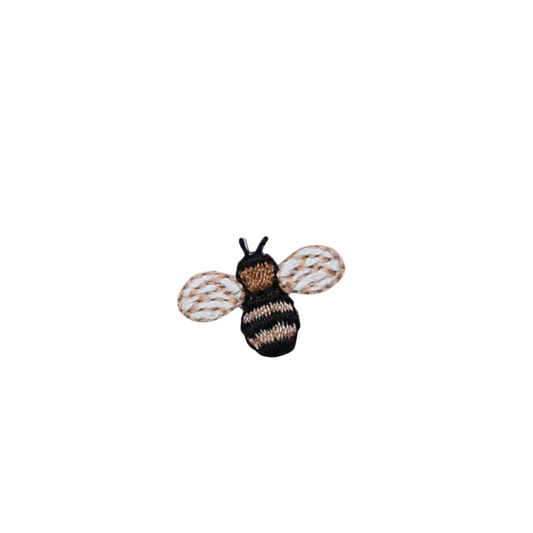 Mini Bumble Bee - Brown/Black - Iron on Applique - Embroidered Patch - 116102A