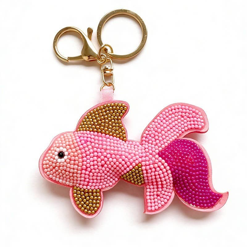 Beaded Fish Seashell Lobster Keychains | 40KC186: FISH
