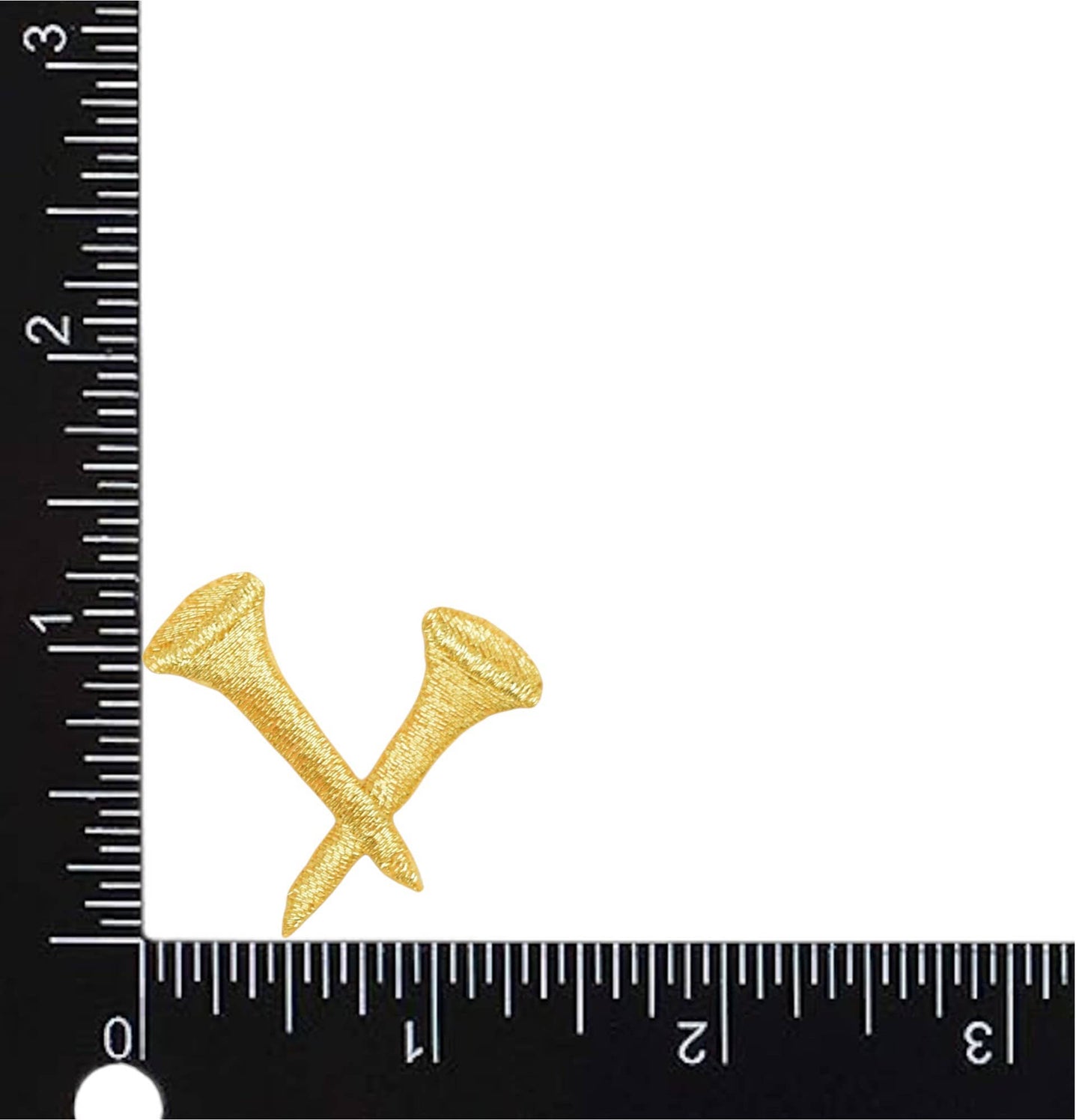 Golf - Two Crossed Tees - Gold - Iron on Patch