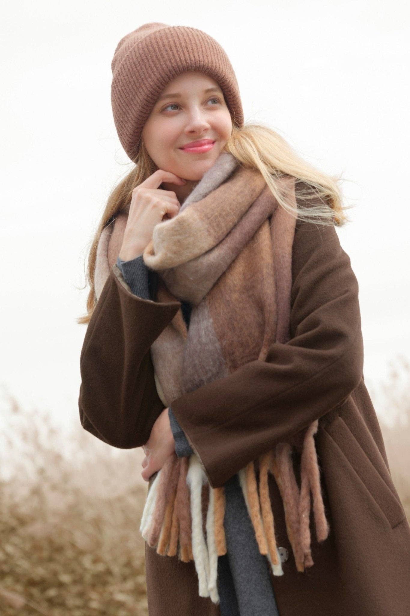 Maeve Multi Color Check Woven Scarf