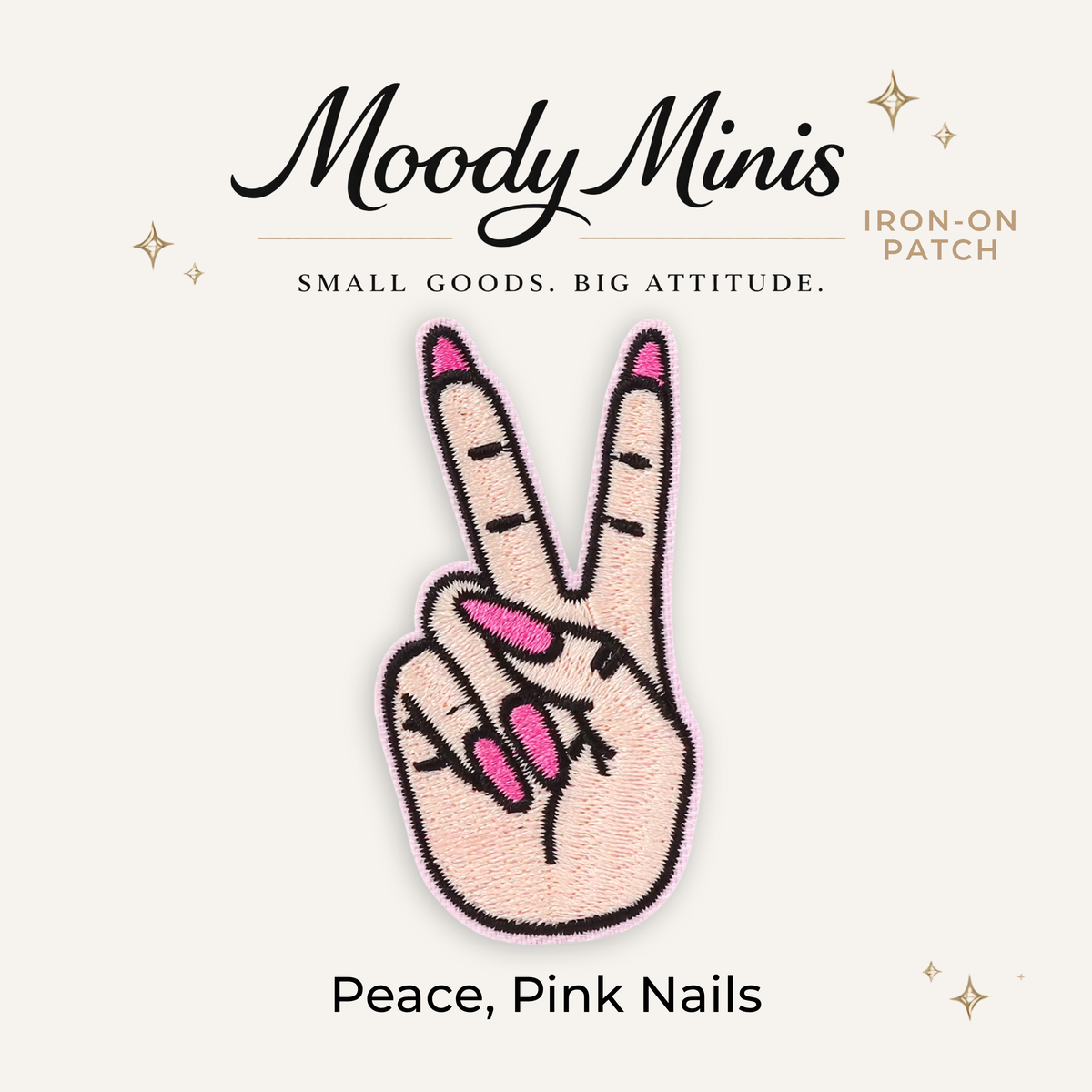 Peace Pink Nails Embroidered Patch