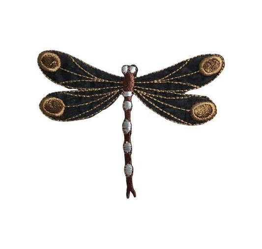Copper Brown Dragonfly Embroidered Iron on Patch