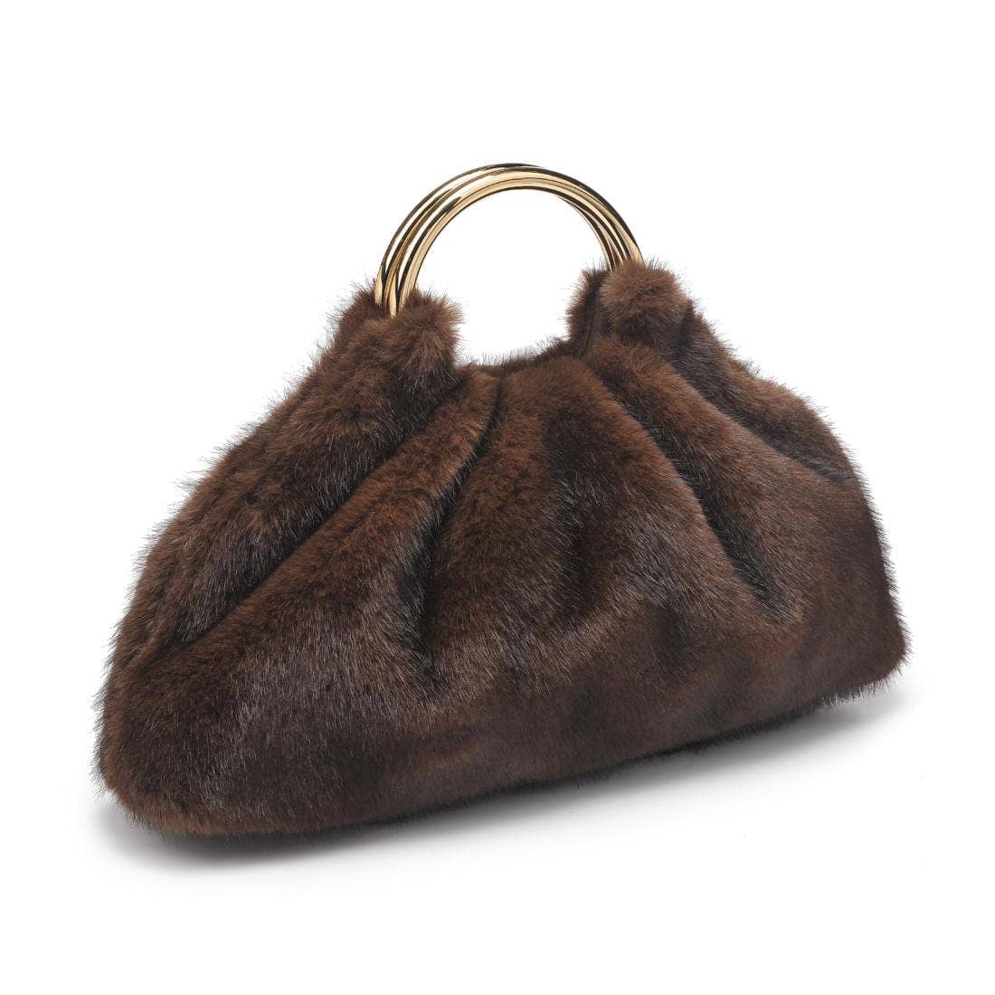 Chocolate Faux Fur Clutch Bag