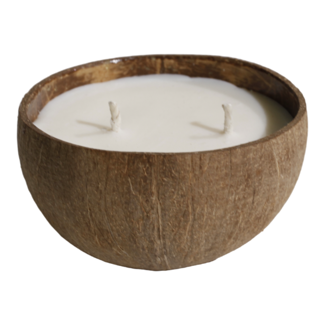 2-Wick 8oz Coconut Bowl Candle: Dust Cover (with wildflower seeds)