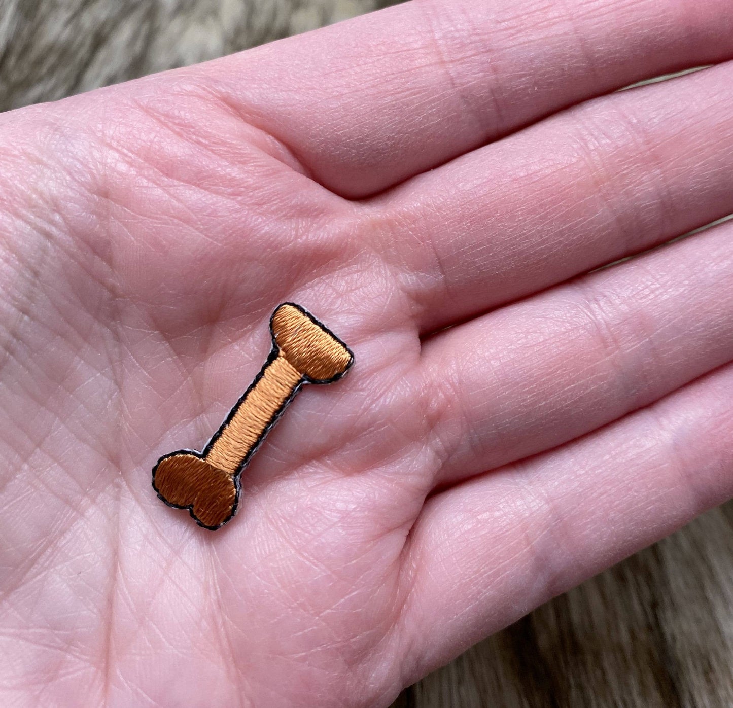 Dog Bone - 2 sizes - Brown Rawhide - Iron on Patch: Large 2 x 3/4