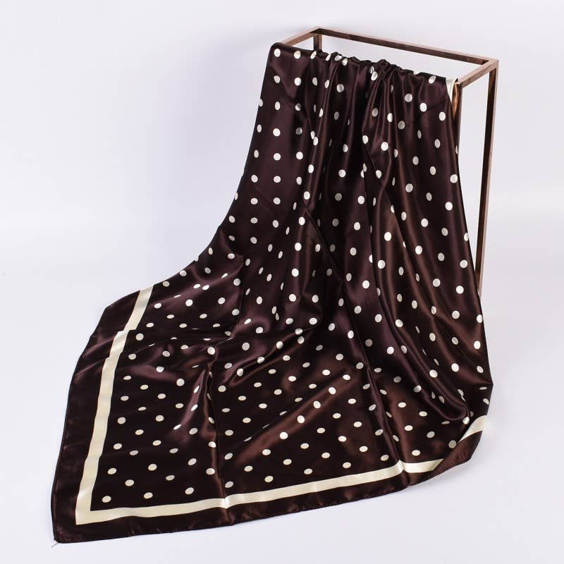 LARGE POLKA DOT PRINT BANDANA SCARF | 40SC694: NAVY