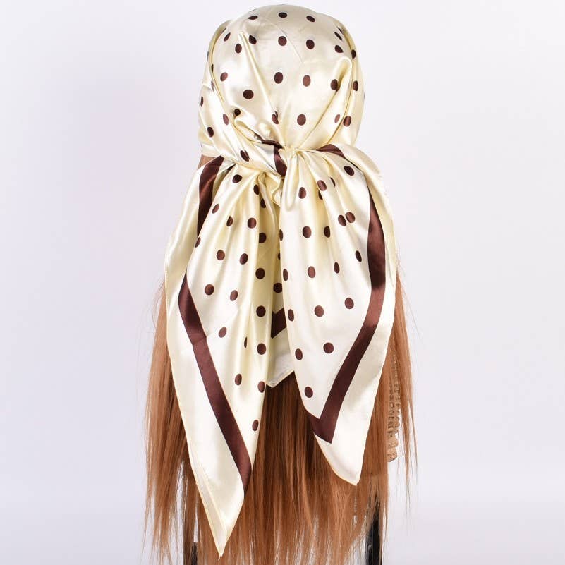 LARGE POLKA DOT PRINT BANDANA SCARF | 40SC694: NAVY