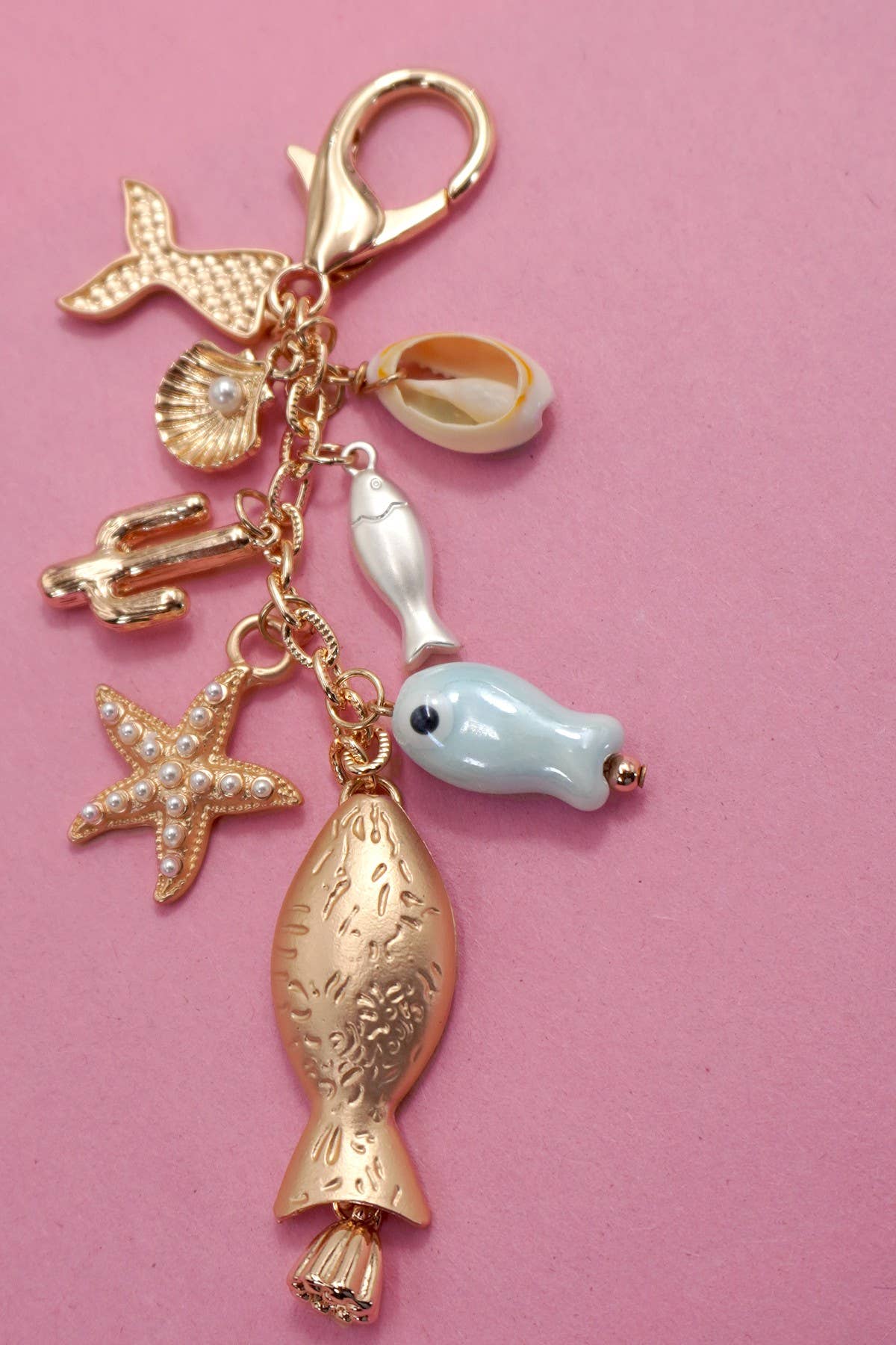 BAG CHARM-SEA LIFE PORCELAIN FISH STAR FISH