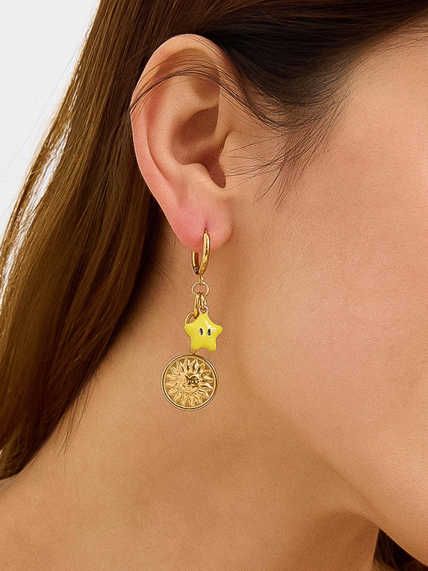 Natsu 18K Gold Non-Tarnish Mismatch Boots and Star Earring
