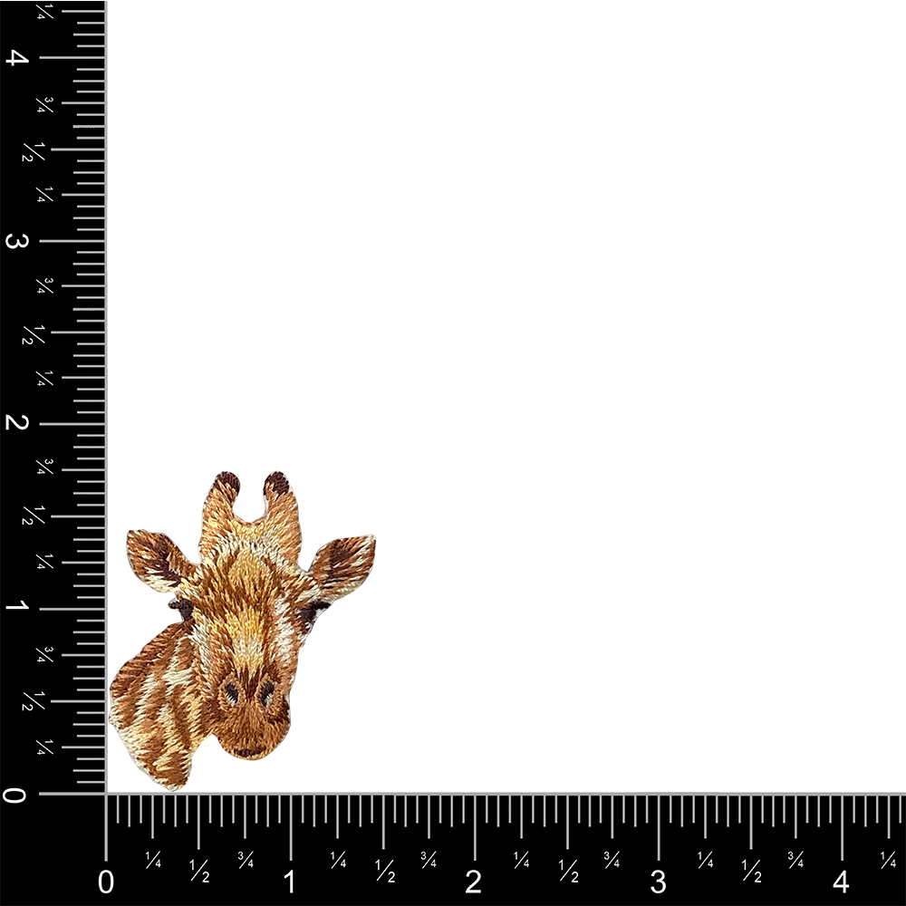 Giraffe Head - Face, Realistic Zoo Animals, Iron on Patch