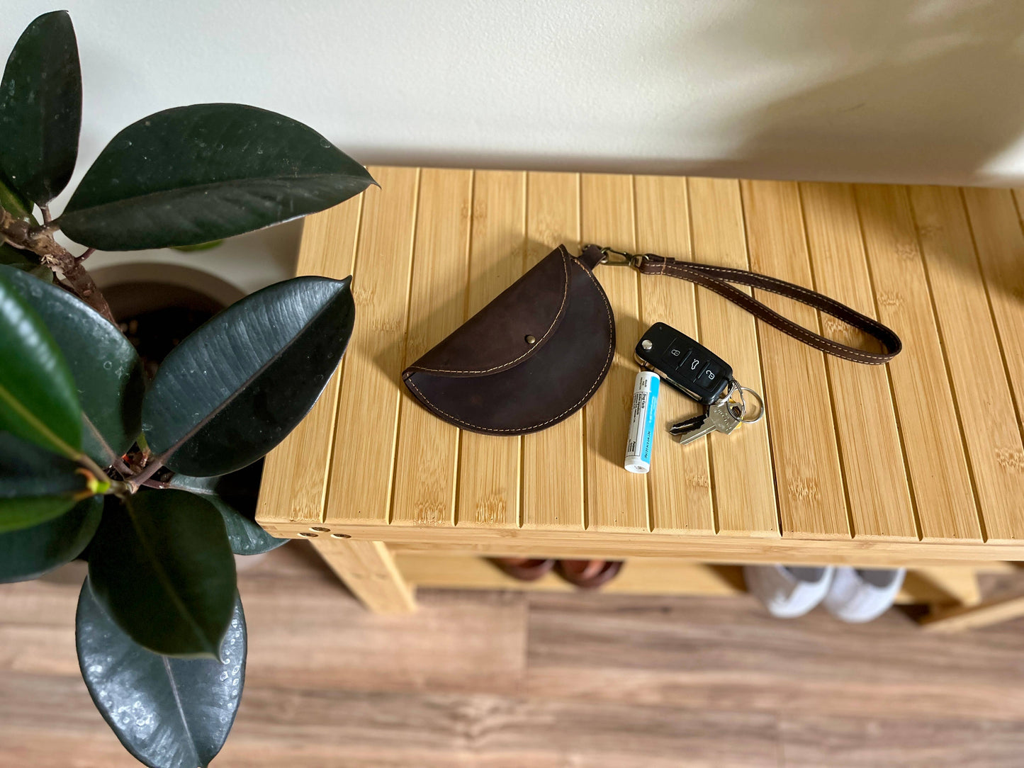 Handmaid Leather Half Moon Wristlet