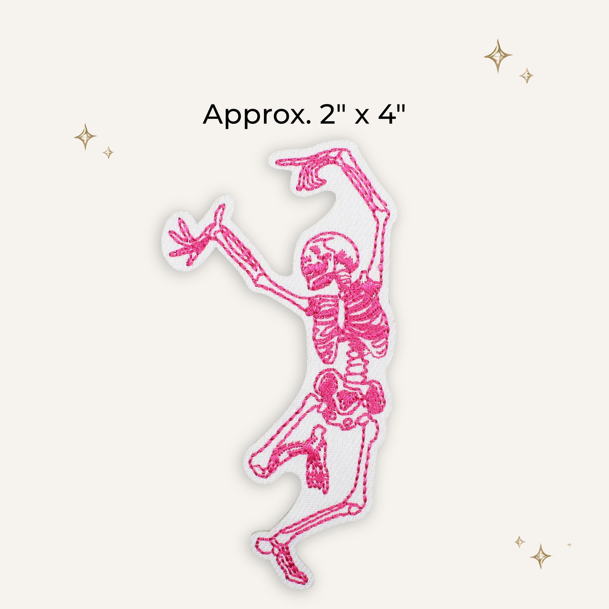 Pink Dancing Skeleton Embroidered Patch