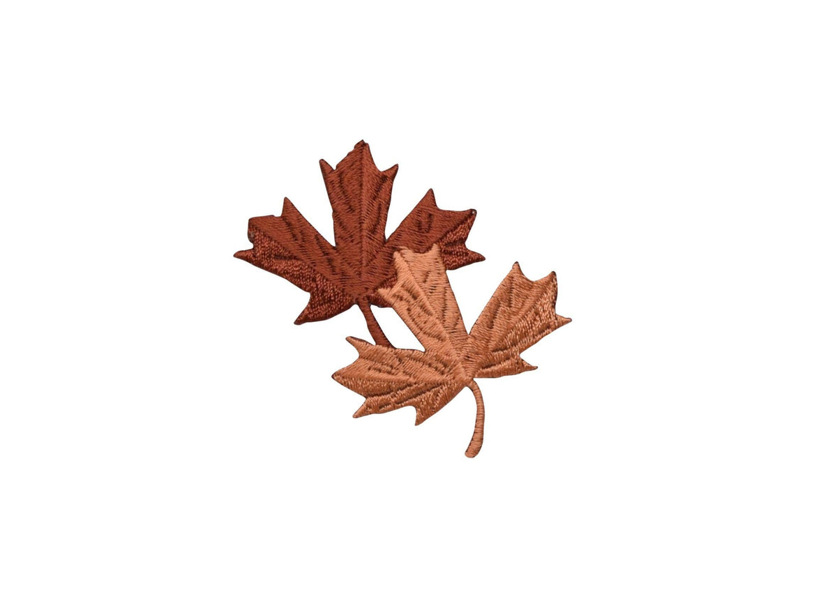 Brown Leaves Tree Leaf - Fall, Embroidered Iron on Patch