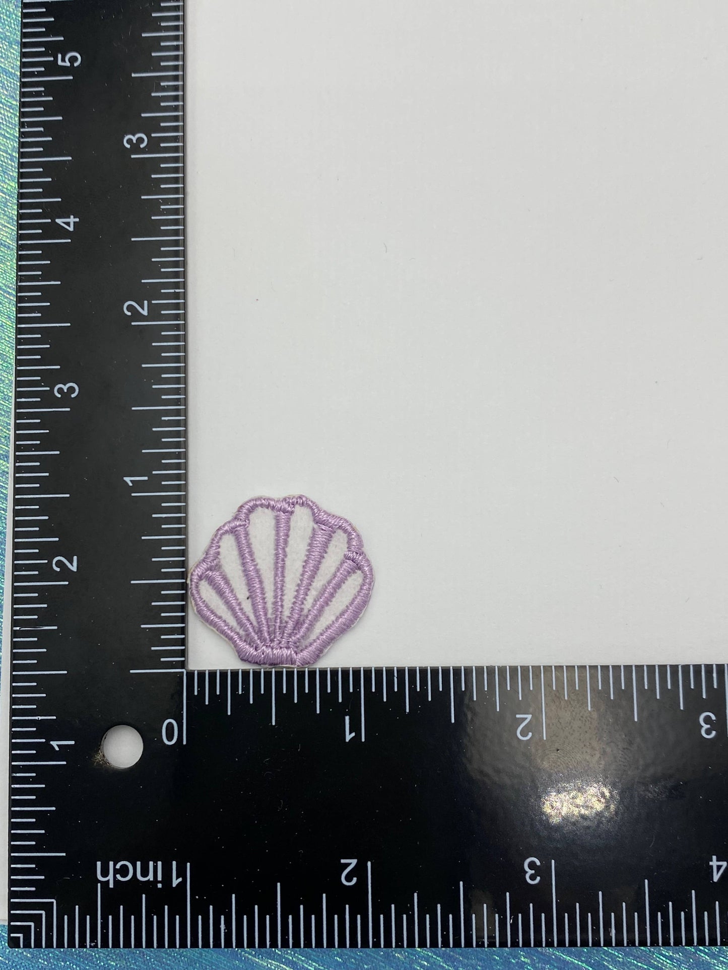 1 inch Seashell - Sea Shell - Embroidered Iron on Patch: Neon Pink