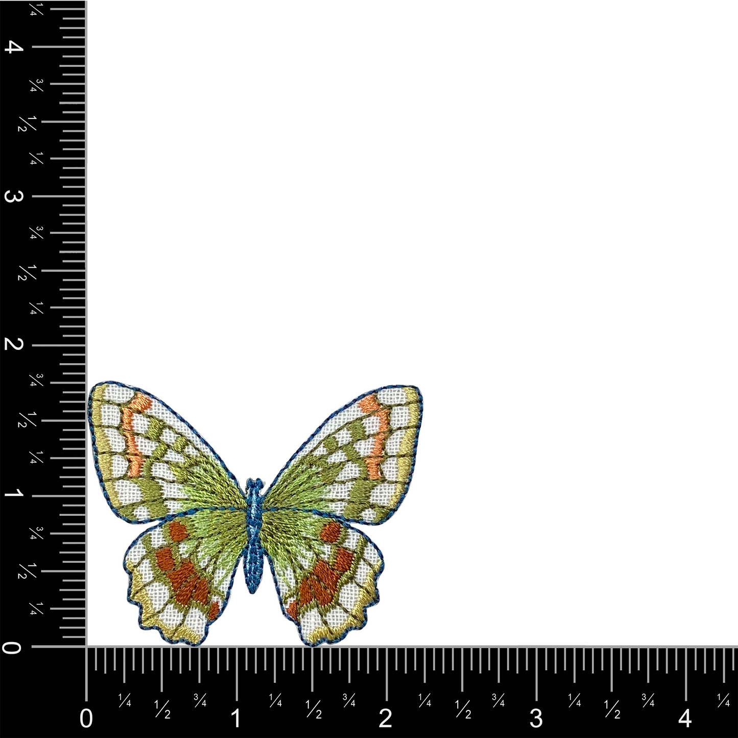 Butterfly - Green and Brown - Iron on Applique - Embroidered Patch - 1516979A