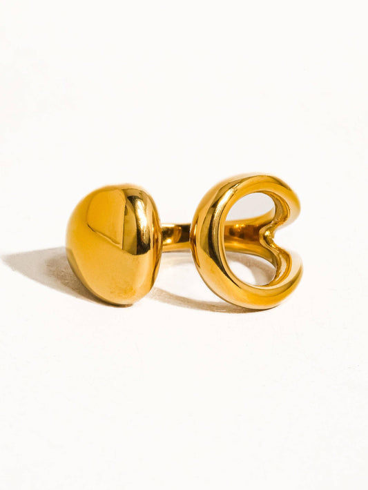 Florine 18K Gold Non-Tarnish Abstract Ring: Yellow Gold
