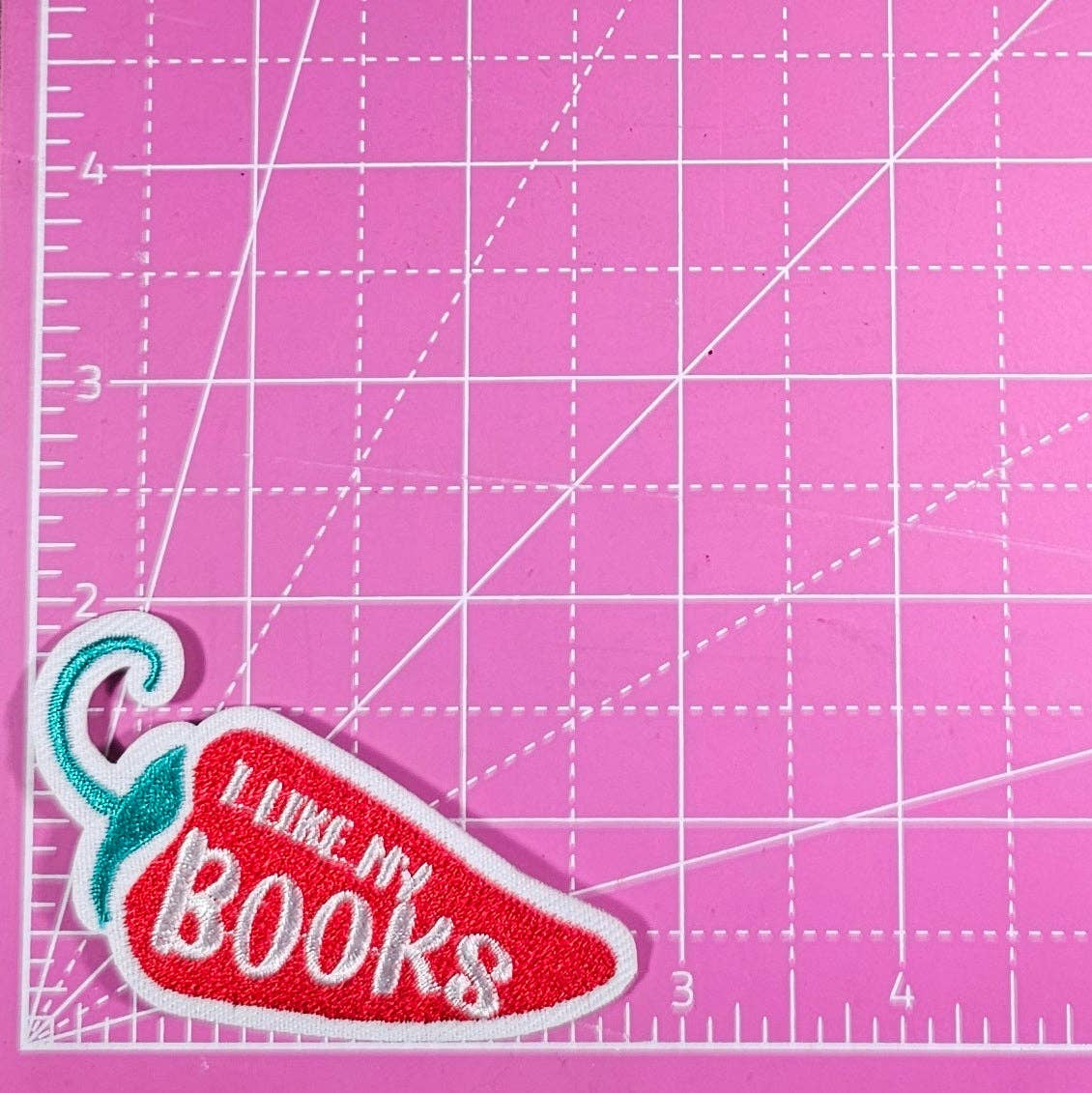 I Like My Books Spicy Pepper Embroidery Iron On Patch