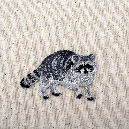 Natural Raccoon - Full Body - Walking Right - Iron on Patch