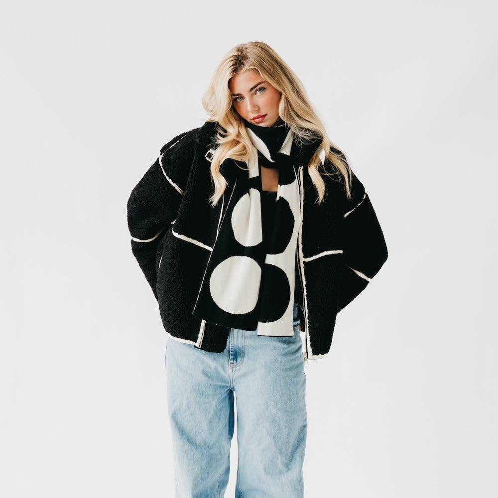 Dorthy Dot Scarf: Black/White