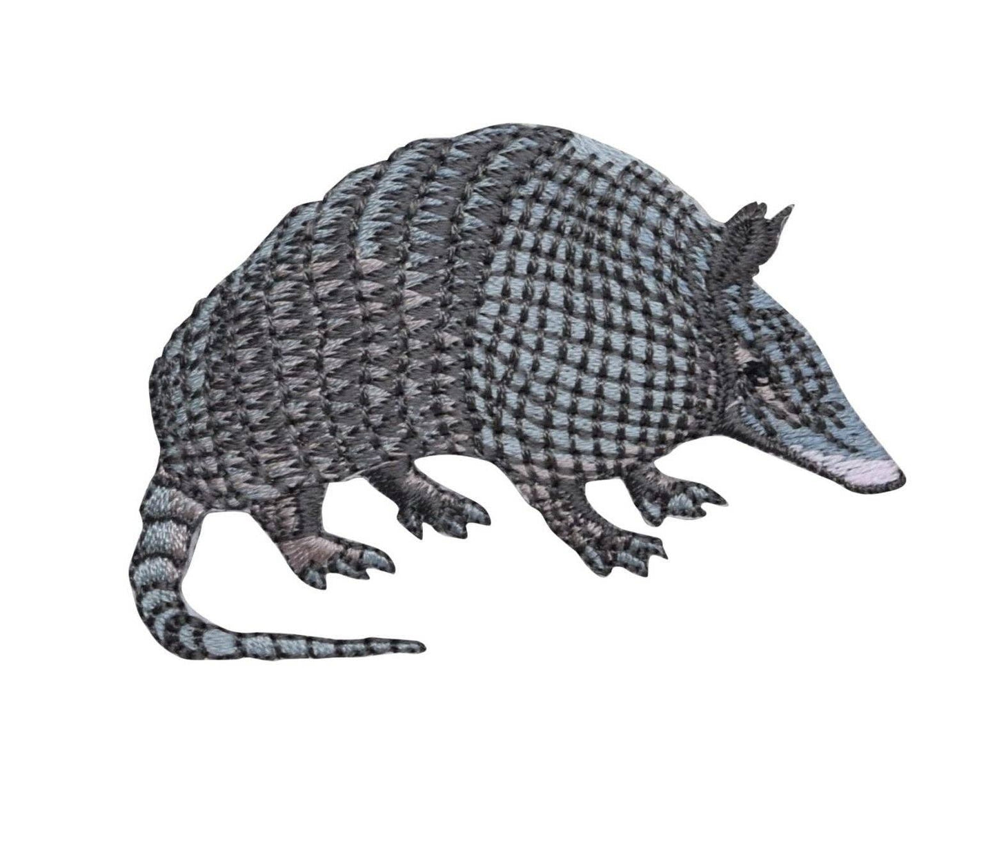 Armadillo - Facing Right, Gray, 9 Nine Banded, Iron On Patch