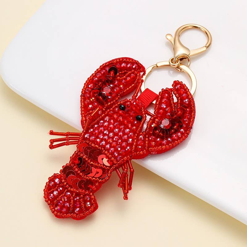 Beaded Fish Seashell Lobster Keychains | 40KC186: FISH