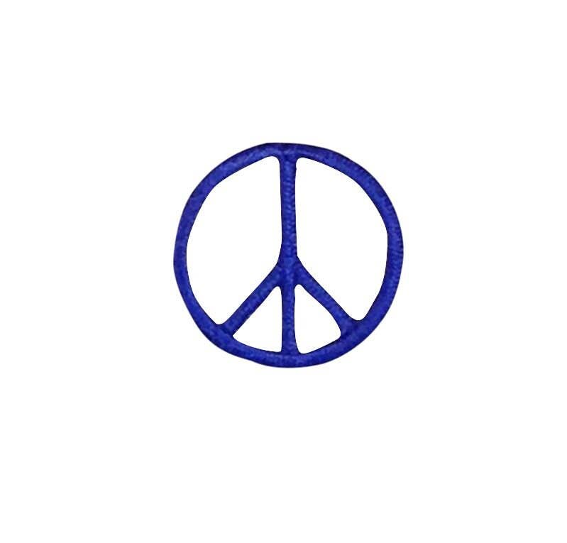 1" Peace Sign, Embroidered, Iron on Patch: Metallic Gold