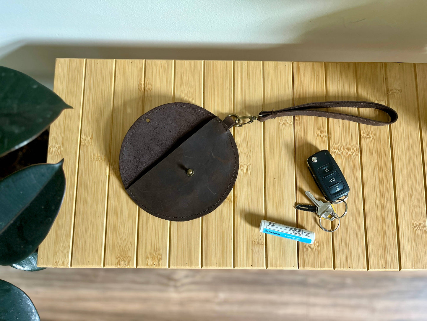 Handmaid Leather Half Moon Wristlet
