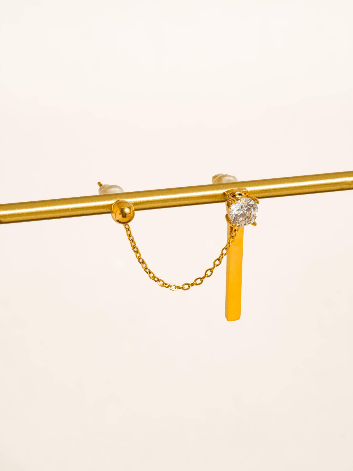 Nola 18K Gold Non-Tarnish CZ Chain Drop Earring Set: Yellow Gold