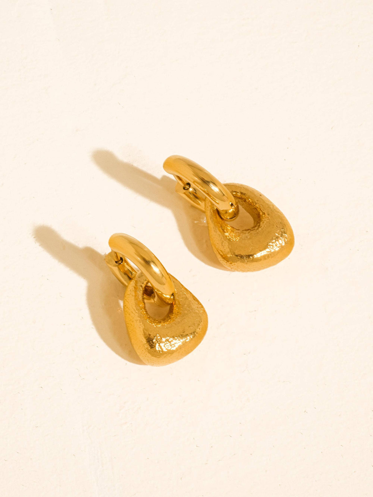 Amoret 18K Gold Non-Tarnish Modern Textured Earrings: Yellow Gold