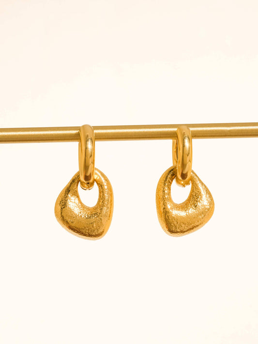 Amoret 18K Gold Non-Tarnish Modern Textured Earrings: Yellow Gold