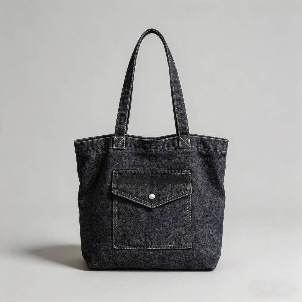 Vintage Denim Tote Bag: Dark Blue / One Size