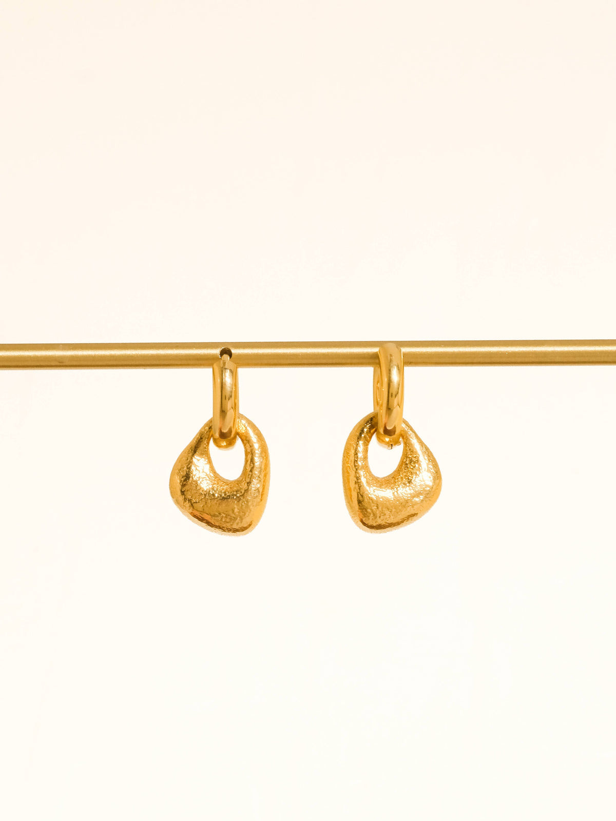 Amoret 18K Gold Non-Tarnish Modern Textured Earrings: Yellow Gold