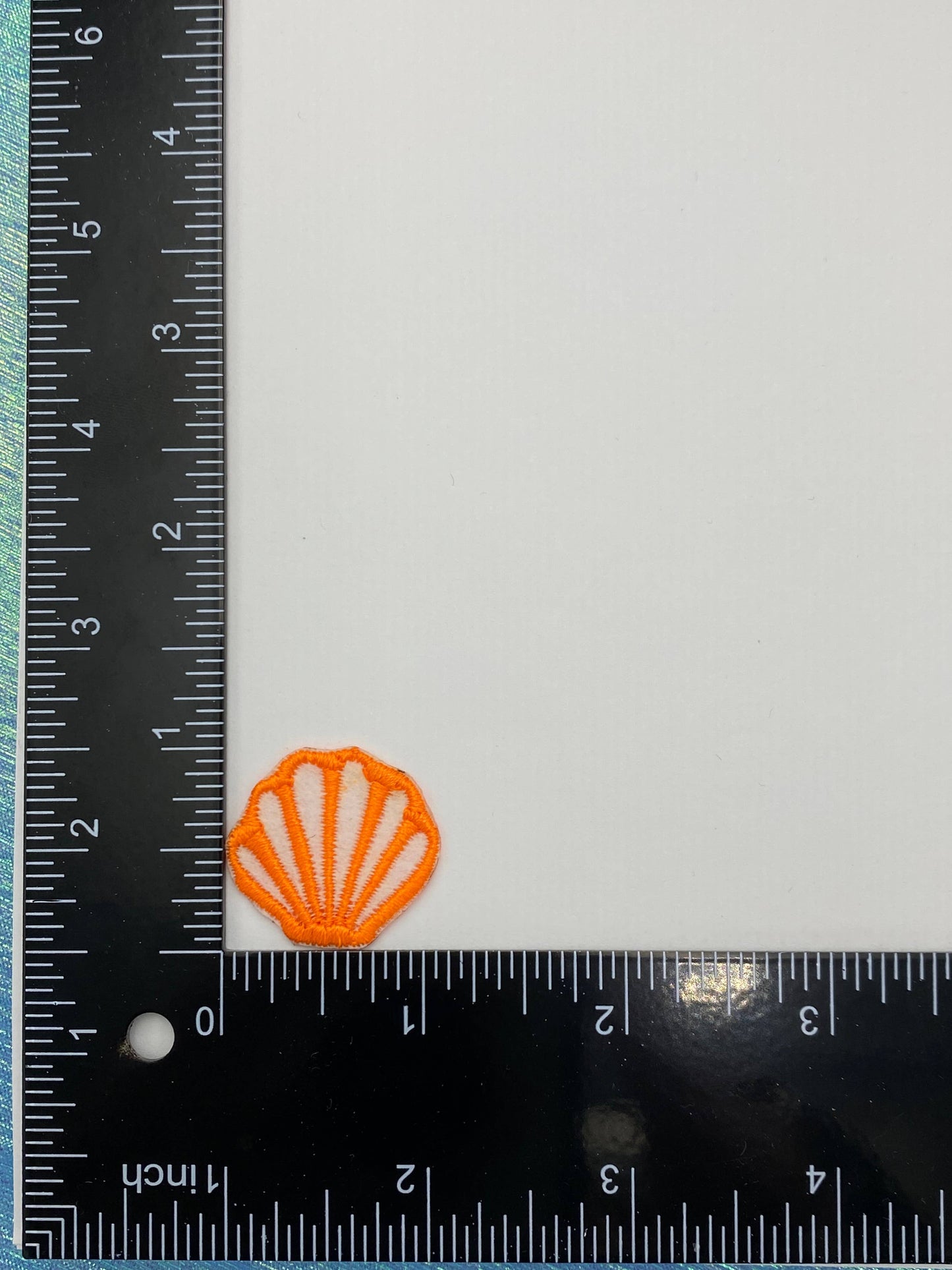 1 inch Seashell - Sea Shell - Embroidered Iron on Patch: Blue