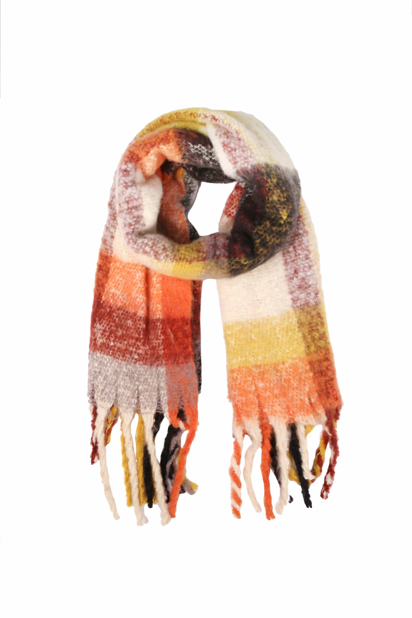 Jenna Plaid Cozy Scarf With Fringe
